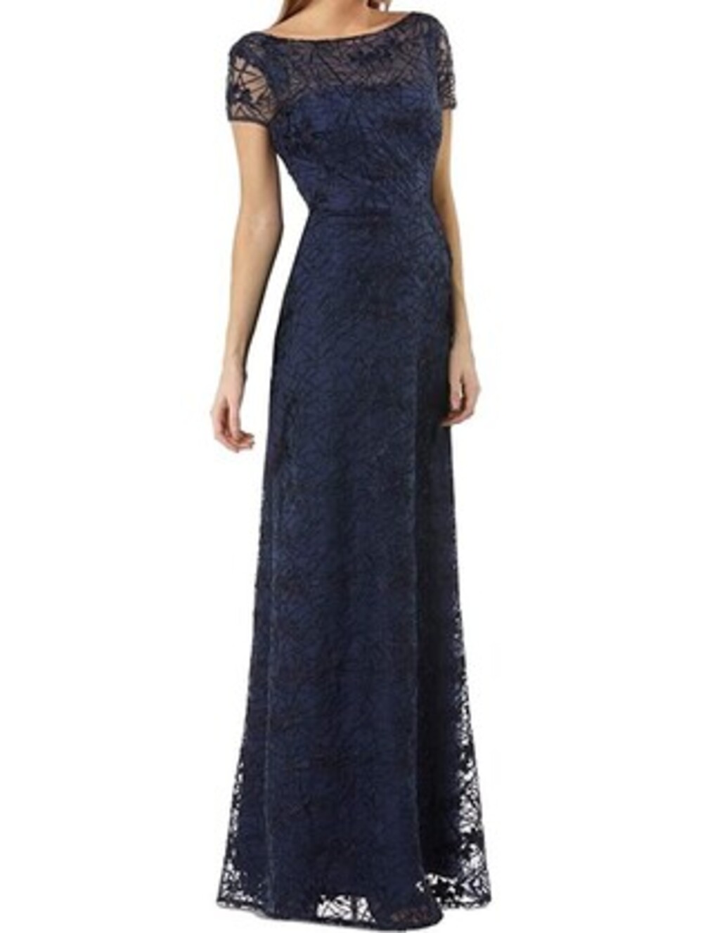 Js Collections Womens Embroidered Illusion Gown Size 10